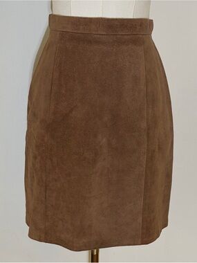 Vintage Phoenix Suede Leather Pencil Skirt Brown Camel Made in USA Size XS/S